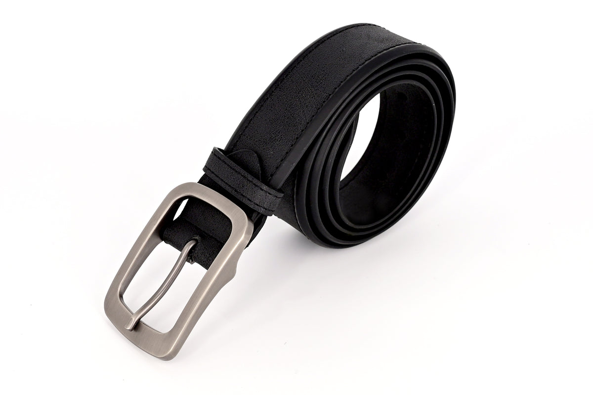 Men's Black Faux Leather Belt - 40mm
