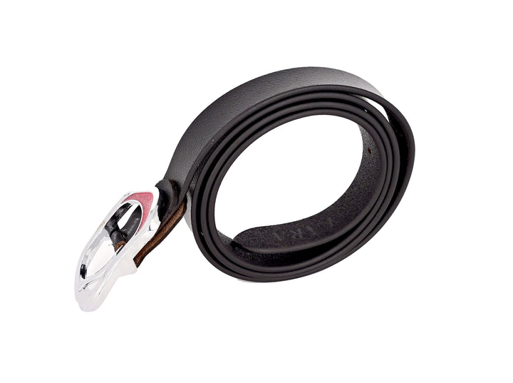 Girls' Genuine Leather Minimal Belt – Black