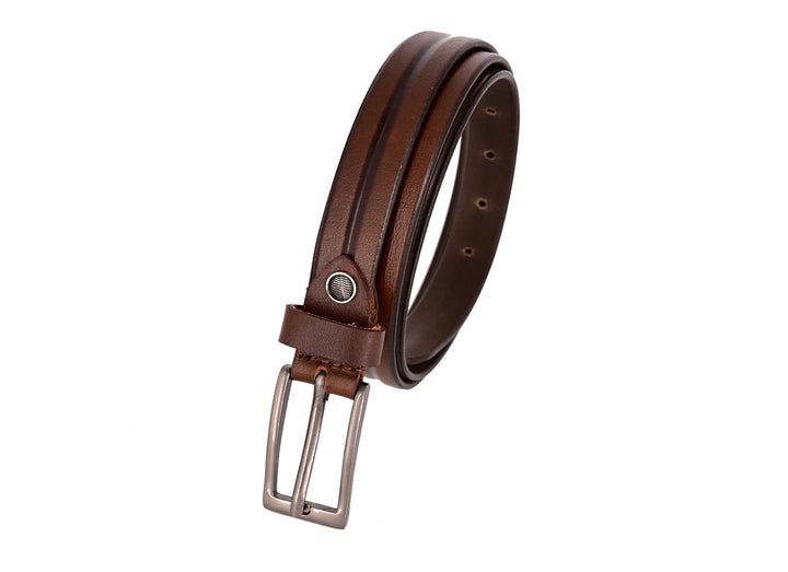 Girls' Genuine Leather Minimal Belt – Brown