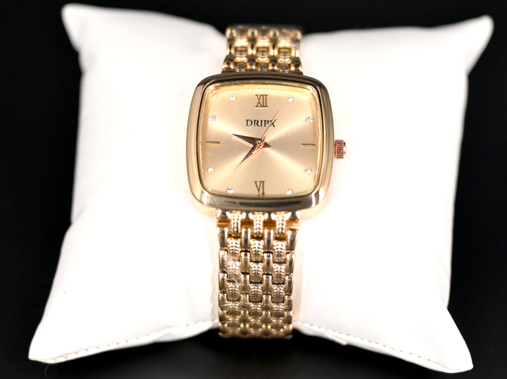 Vintage Look Golden Dial Rose Gold Chain Strap Women's Watch