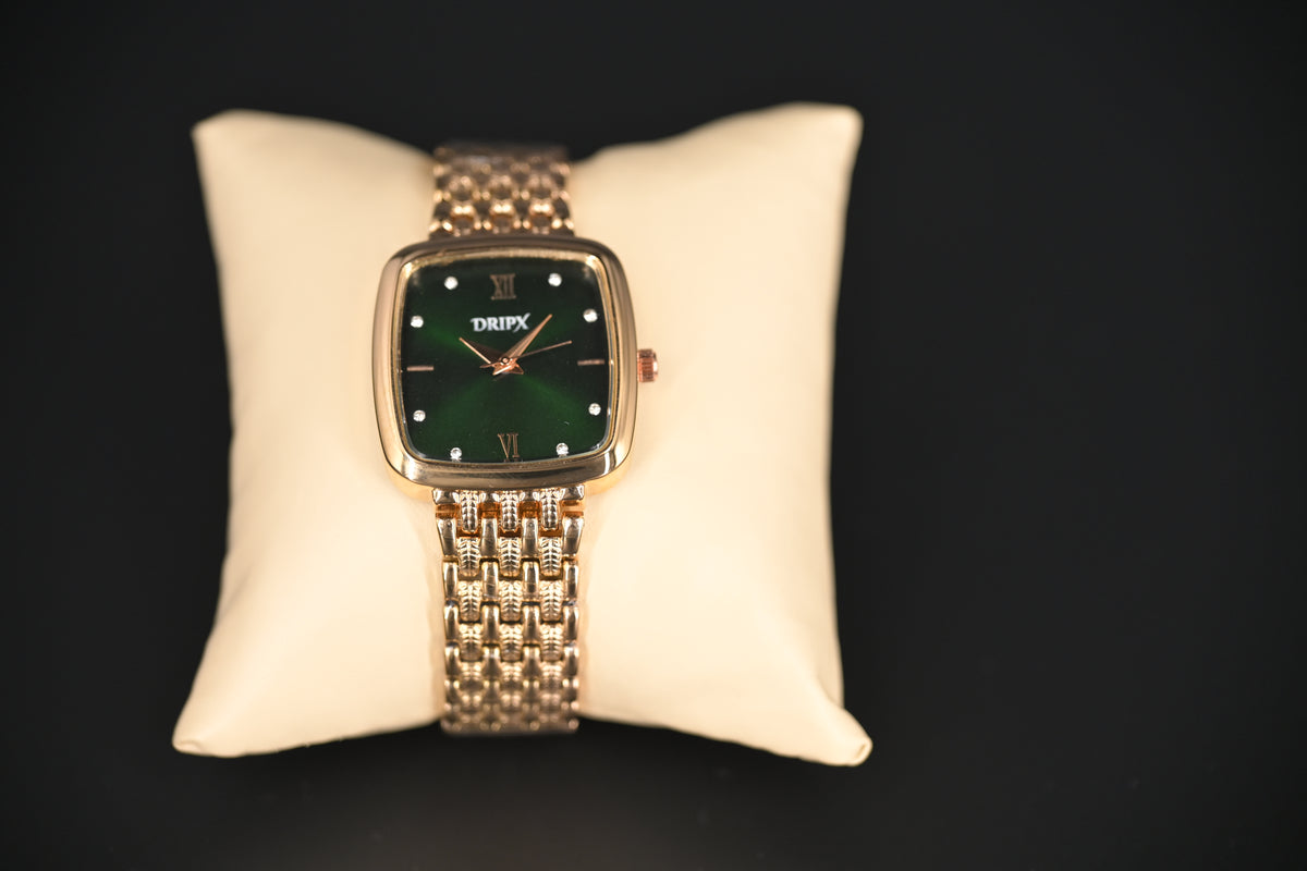 Vintage Look Green Dial Rose Gold Chain Strap Women's Watch
