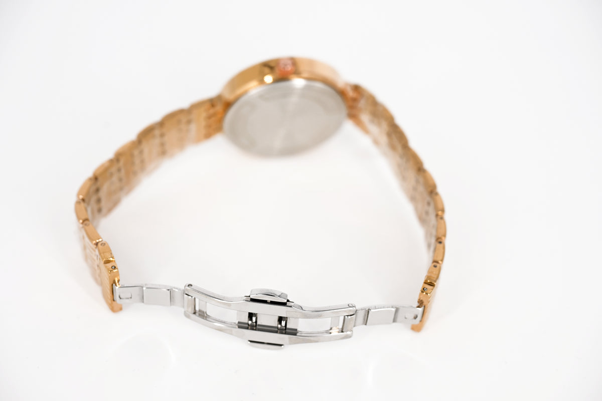 Sleek Champagne Dial Rose Gold Chain Strap Women's Watch