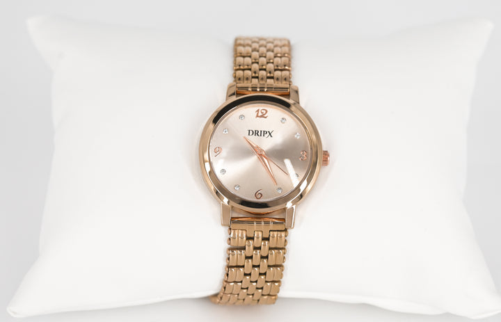 Party Look Classic White Dial Rose Gold Chain Strap Women's Watch