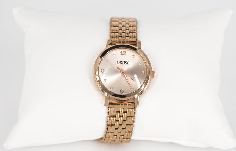 Party Look Classic White Dial Rose Gold Chain Strap Women's Watch