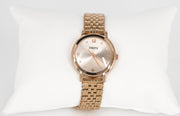 Party Look Classic White Dial Rose Gold Chain Strap Women's Watch