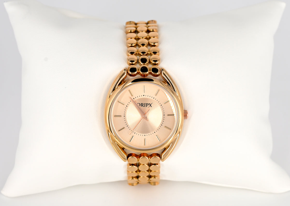 Golden Dial Rose Gold Chain Strap Women's Watch