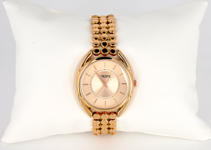 Golden Dial Rose Gold Chain Strap Women's Watch