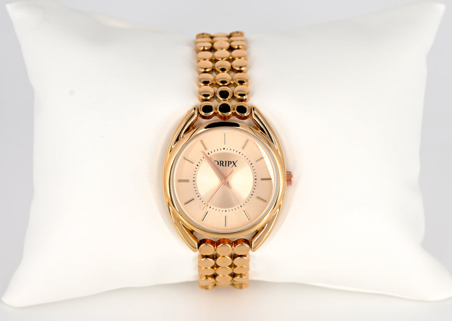 Golden Dial Rose Gold Chain Strap Women's Watch