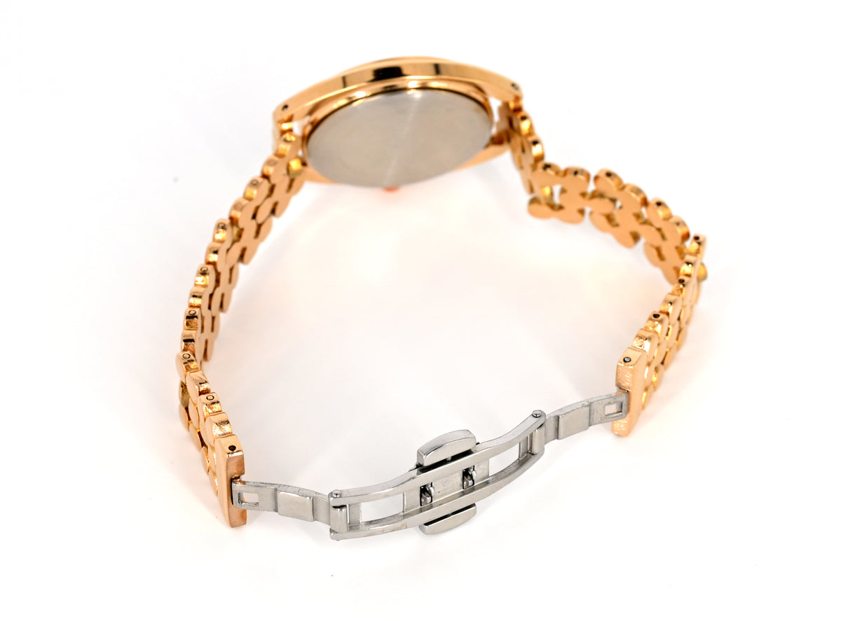 Golden Dial Rose Gold Chain Strap Women's Watch