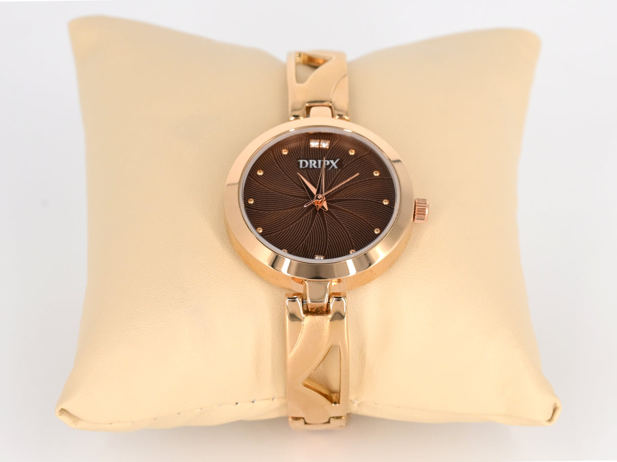 Rose Gold Strap Brown Dial Women's Watch