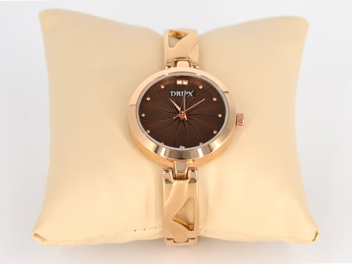 Rose Gold Strap Brown Dial Women's Watch