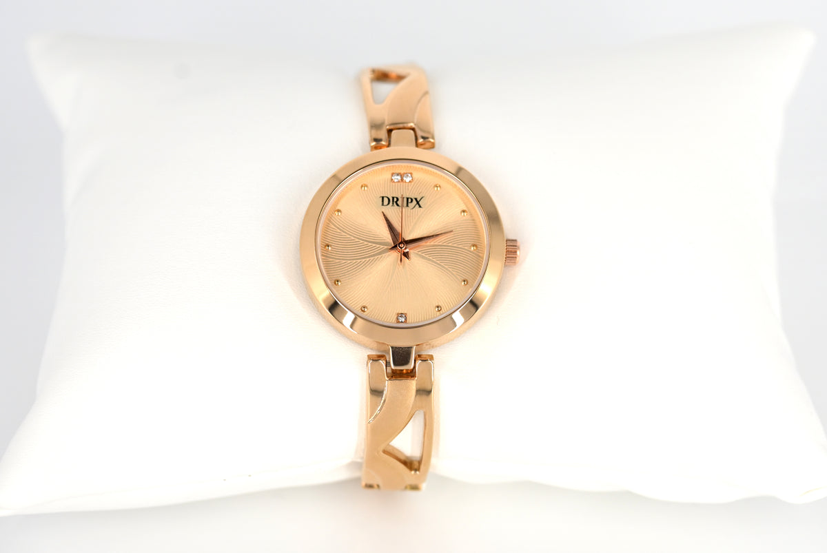 Analog Golden Dial Rose Gold Women's Watch