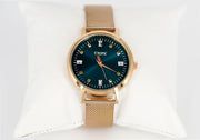 Elegant and Minimal Green Dial Rose Gold Chain Women's Watch