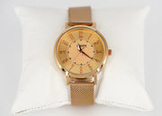 Minimal Golden Dial Rose Gold Metal Strap Women's Watch