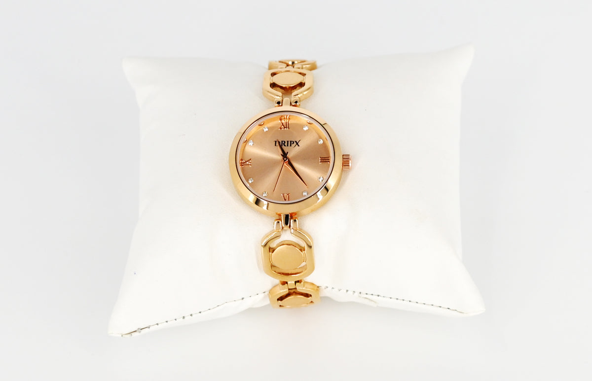 Elegant Rose Gold Women's Watch, Metal Strap