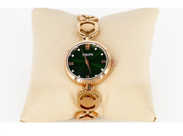 Elegant Green Dial Rose Gold Women's Watch