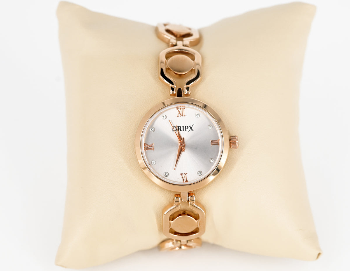 Elegant White Dial Rose Gold Women's Watch