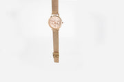 Elegant Rose Gold Dial Women's Watch, Metal Strap
