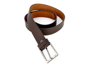Men's Genuine Leather Textured-Buckle Belt – Brown