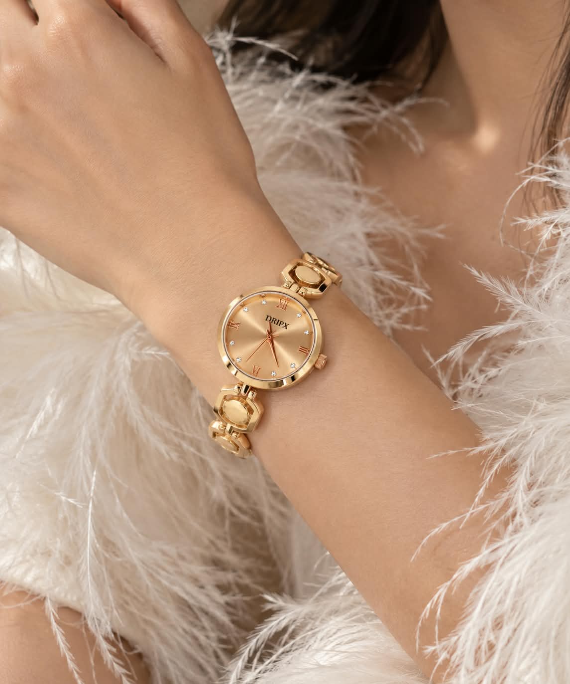 Elegant Rose Gold Women's Watch, Metal Strap