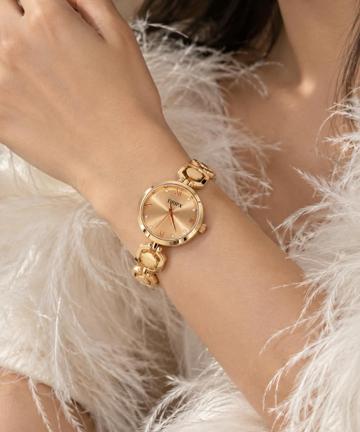 Elegant Rose Gold Women's Watch, Metal Strap