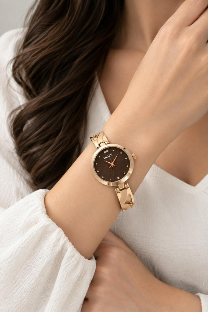 Rose Gold Strap Brown Dial Women's Watch