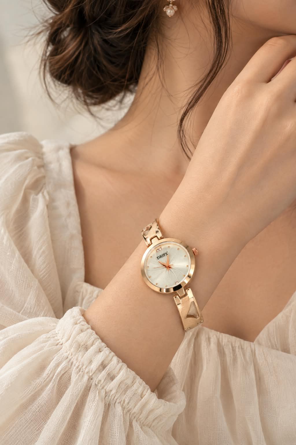 Analog White Dial Rose Gold Women's Watch