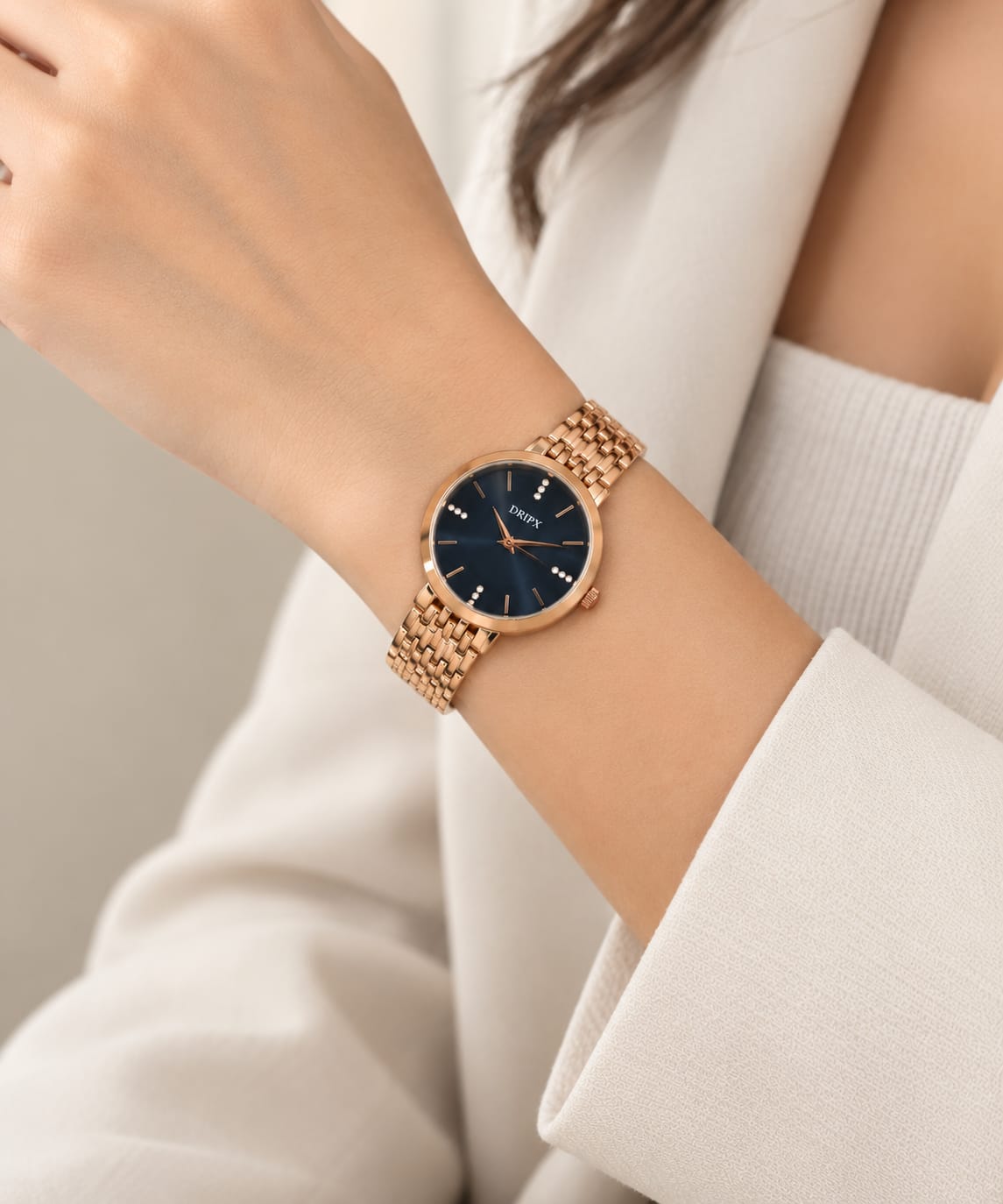 Sleek Rose Gold Chain Strap Women's Watch