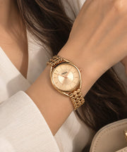 Golden Dial Rose Gold Chain Strap Women's Watch