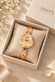 Analog Golden Dial Rose Gold Women's Watch