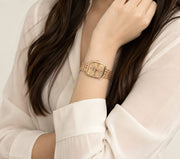Vintage Look Golden Dial Rose Gold Chain Strap Women's Watch