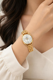 White Dial Rose Gold Chain Strap Women's Watch