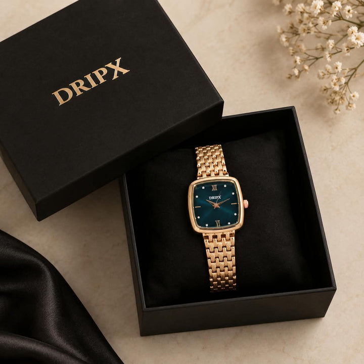 Vintage Look Blue Dial Rose Gold Chain Strap Women's Watch
