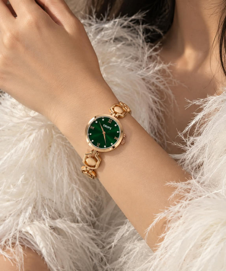 Elegant Green Dial Rose Gold Women's Watch