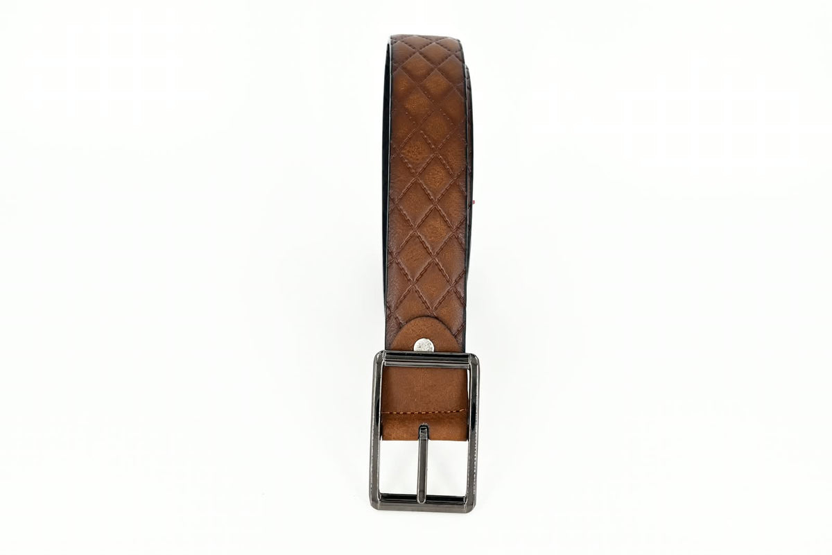 Men's Tan Brown Double-Sided Faux Leather Belt