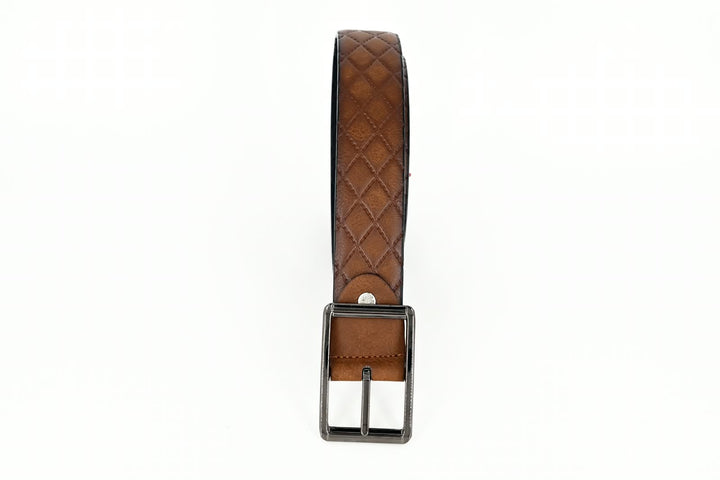 Men's Tan Brown Double-Sided Faux Leather Belt