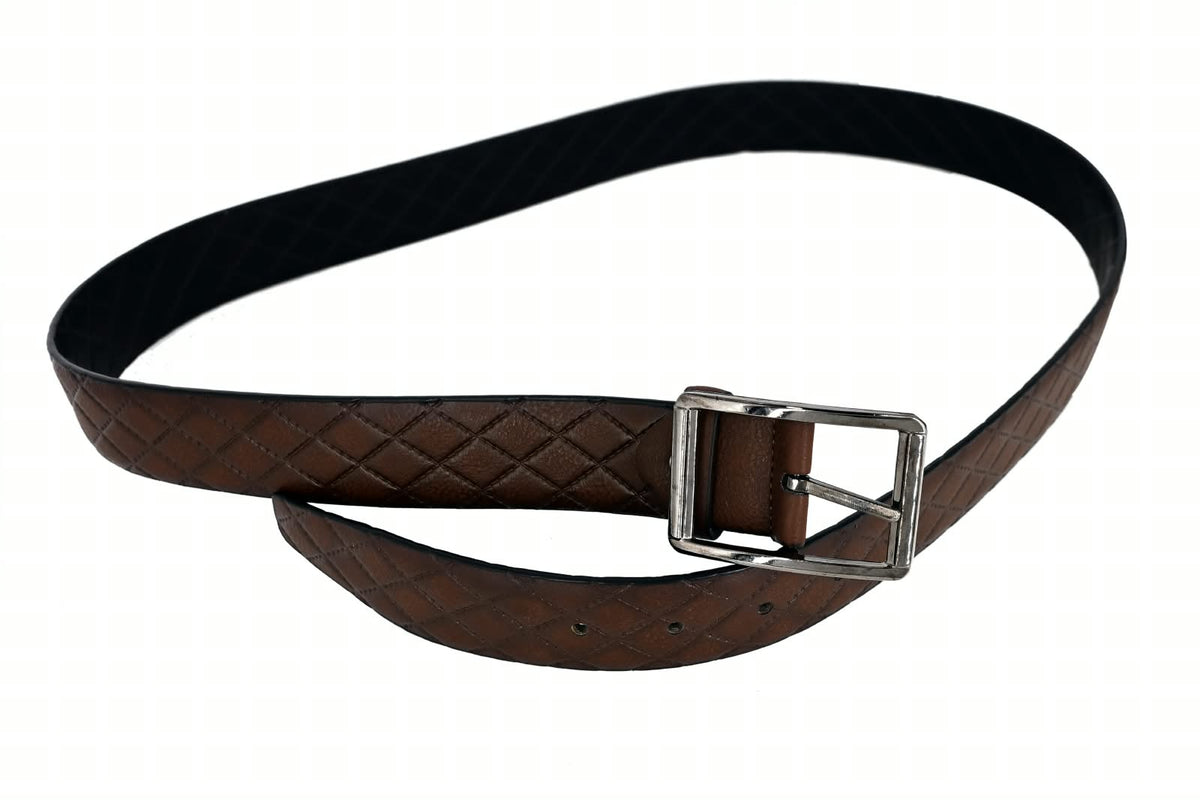Men's Dark Brown & Black Double-Sided Faux Leather Belt