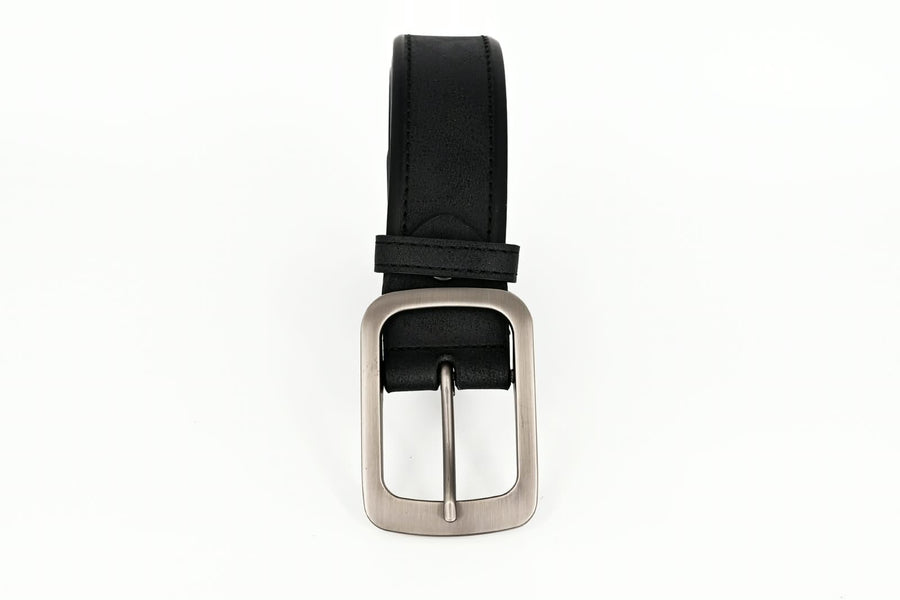 Men's Black Faux Leather Belt - 40mm