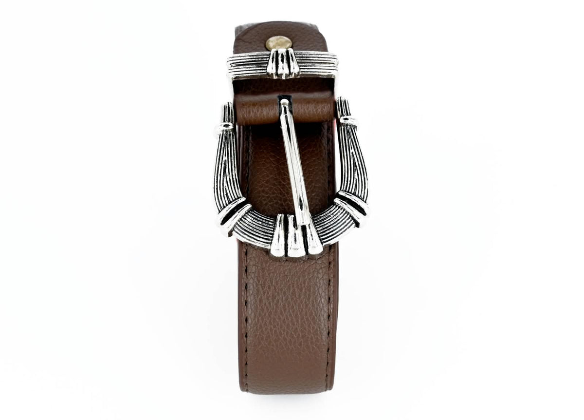 Women's Faux Leather Statement Belt – Brown