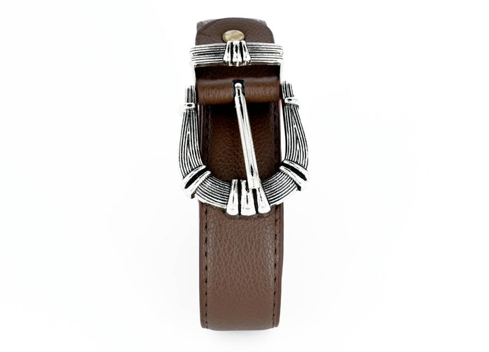 Women's Faux Leather Statement Belt – Brown