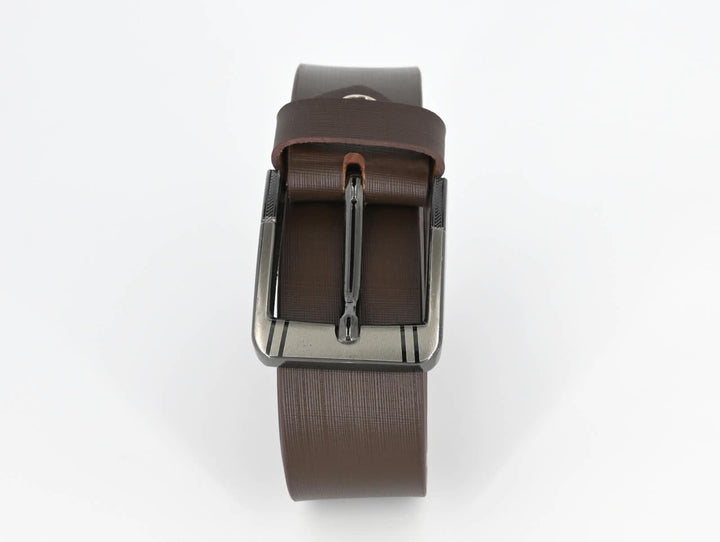 Men's Genuine Leather Self-Design Belt – Brown