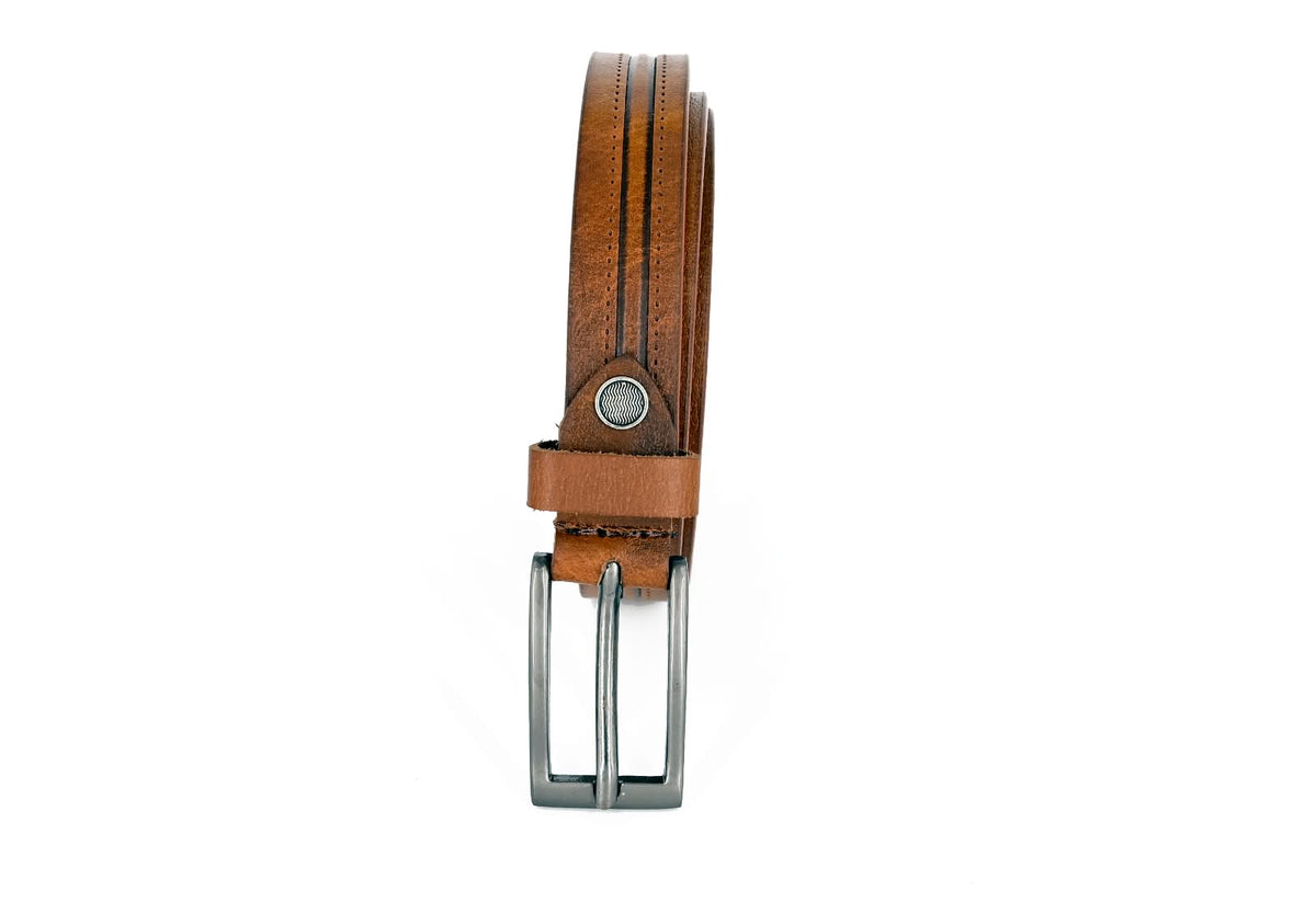 Girls' Genuine Leather Minimal Belt – Tan