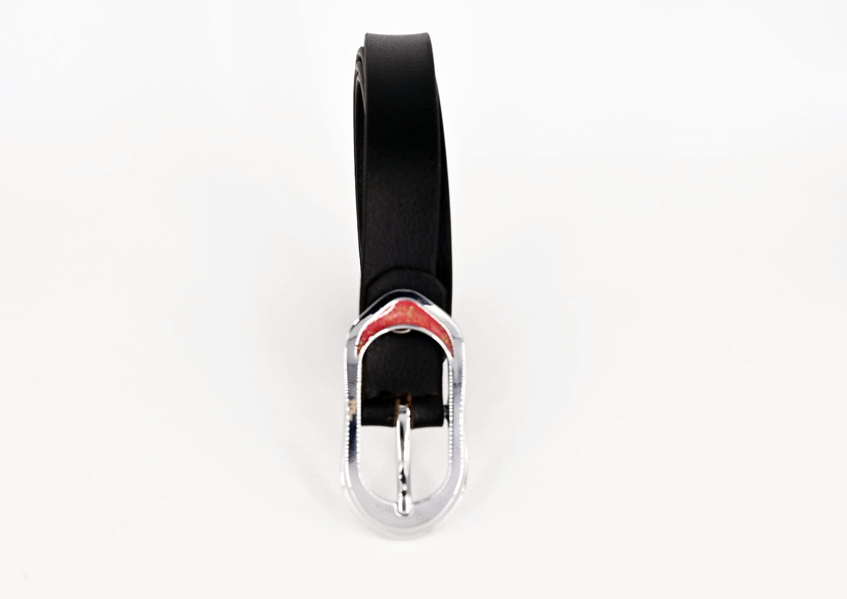 Girls' Genuine Leather Minimal Belt – Black