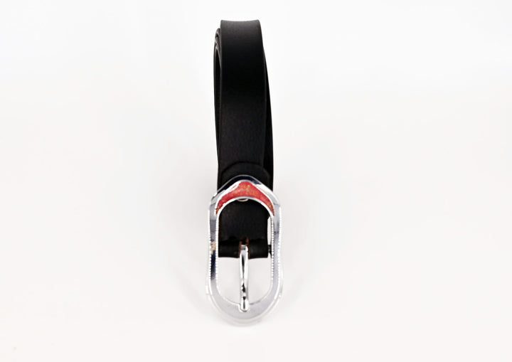 Girls' Genuine Leather Minimal Belt – Black