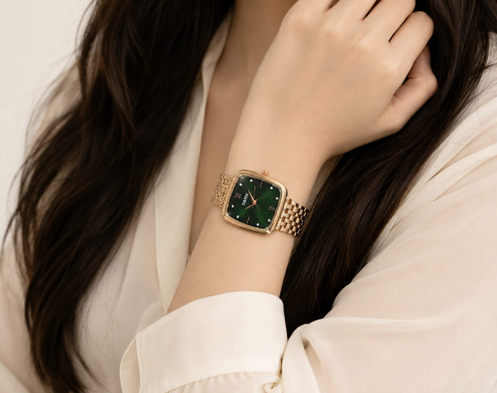 Vintage Look Green Dial Rose Gold Chain Strap Women's Watch