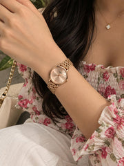 Party Look Classic White Dial Rose Gold Chain Strap Women's Watch